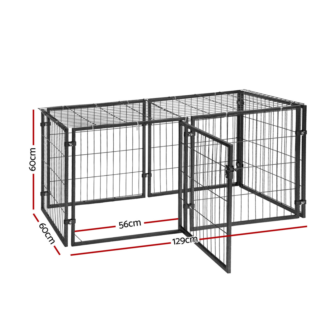i.Pet Heavy Duty Dog Kennel Metal Anti-Rust Outdoor Enclosure 129cm Black
