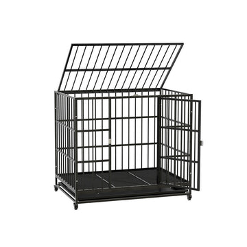 i.Pet Metal Dog Crate Lockable Castors Removable Tray