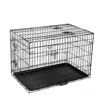 i.Pet Foldable Dog Crate Kennel with Slide-Out Tray Black