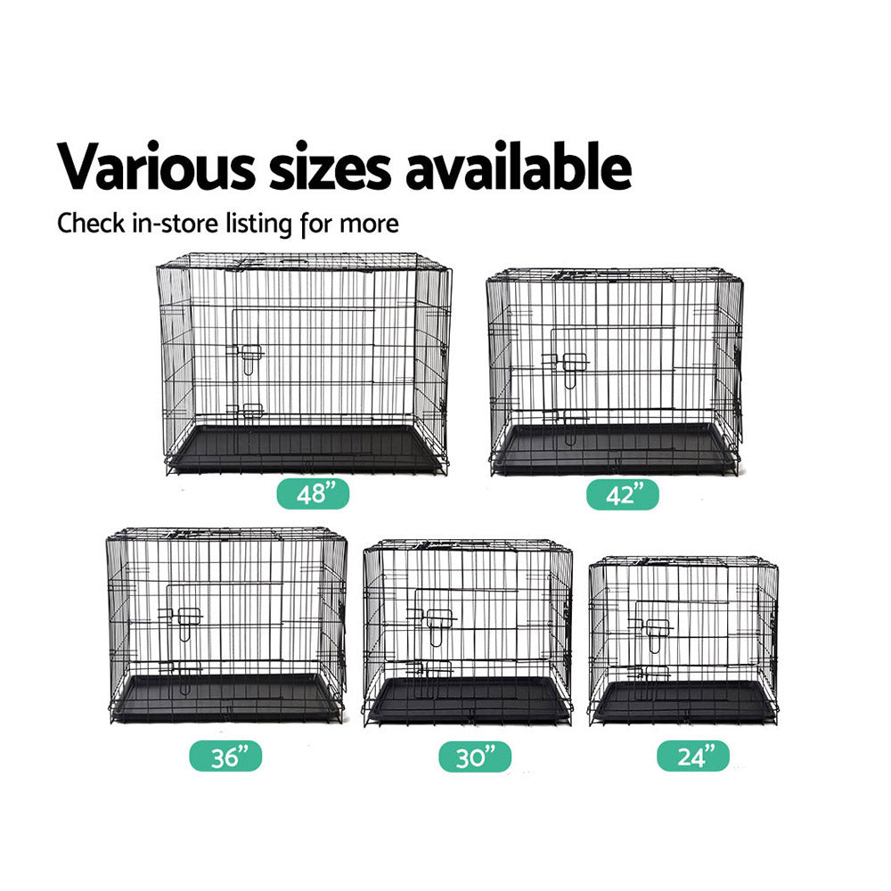 i.Pet Foldable Metal Dog Kennel Cage 42 inch Black
