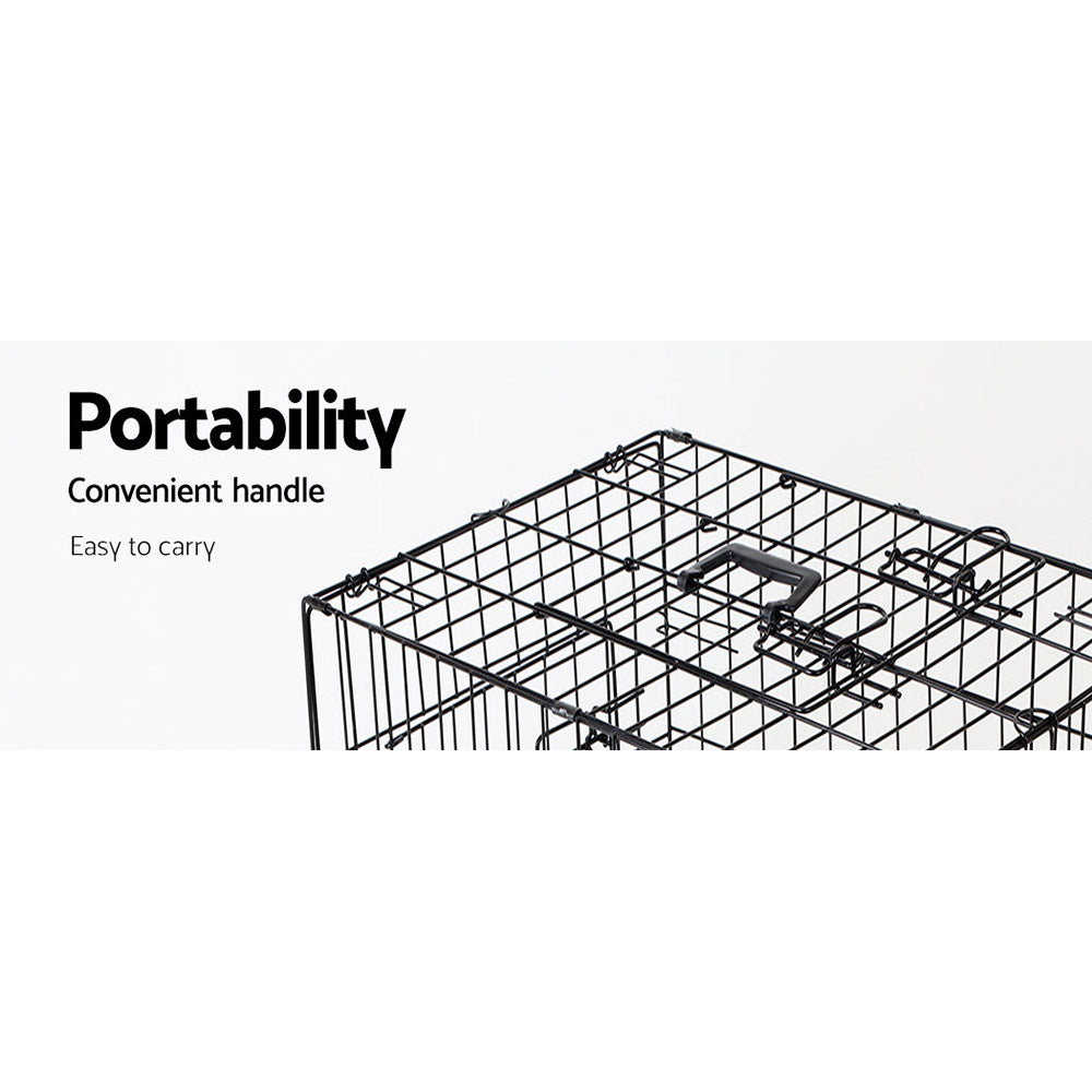 i.Pet Foldable Metal Dog Kennel Cage 48 inch Black