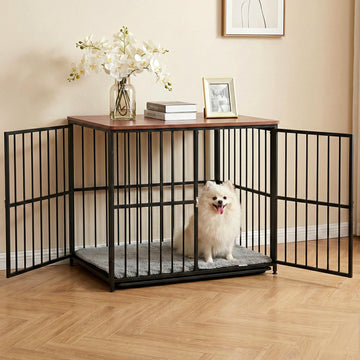 i.Pet Dog Crate and Side Table Large 93cm Modular Black