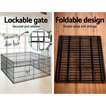 i.Pet 8 Panel Foldable Dog Playpen Exercise Enclosure 24 inch Black