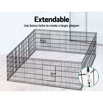 i.Pet 8 Panel Foldable Dog Playpen Exercise Enclosure 30 inch Black