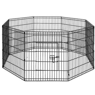 i.Pet 2 Set Dog Playpen Expandable 16 Panel 76cm Black