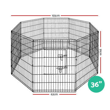 i.Pet 8 Panel Foldable Dog Playpen Exercise Enclosure 36 inch Black