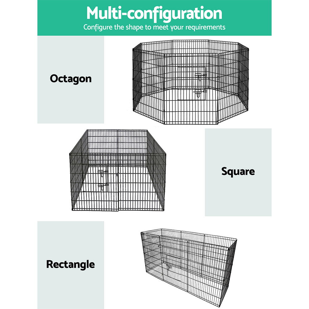 i.Pet 8 Panel Foldable Dog Playpen Exercise Enclosure 36 inch Black