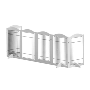 i.Pet Dog Playpen Enclosure 6 Panel Foldable White MDF