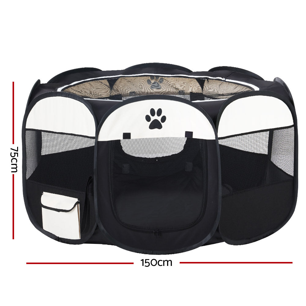 i.Pet 3XL Pet Playpen Tent for Dogs Cats and Small Pets Black and White