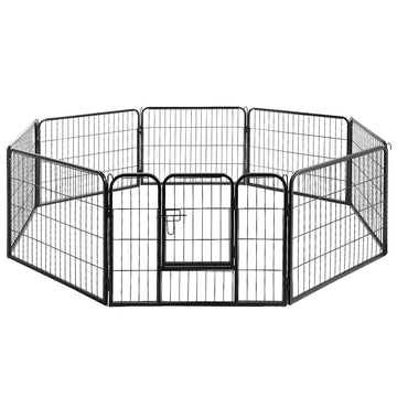 i.Pet 8 Panel Dog Playpen with Lockable Gate 60cm Black