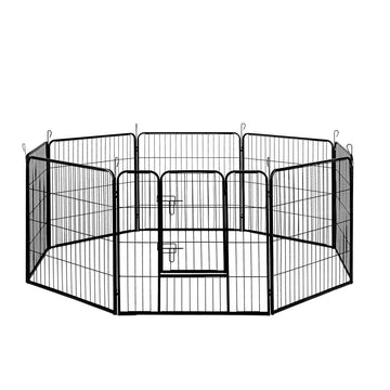 i.Pet 8 Panel Dog Playpen Exercise Enclosure 80cm Black