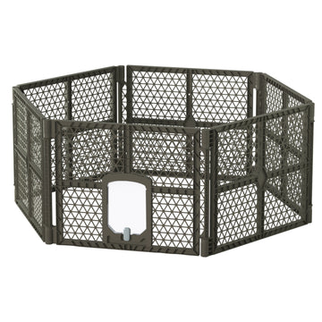 i.Pet 6-Panel Plastic Pet Playpen for Dogs and Small Pets Brown