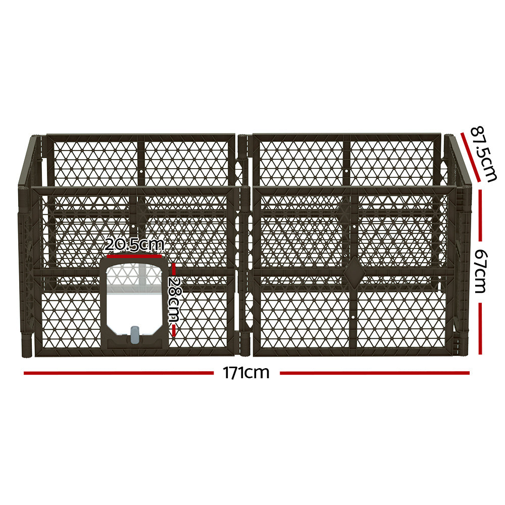 i.Pet 6-Panel Plastic Pet Playpen for Dogs and Small Pets Brown