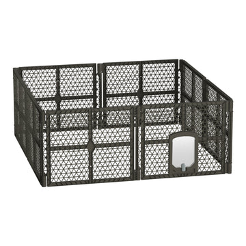 i.Pet 8-Panel Plastic Pet Playpen for Dogs and Small Pets Brown