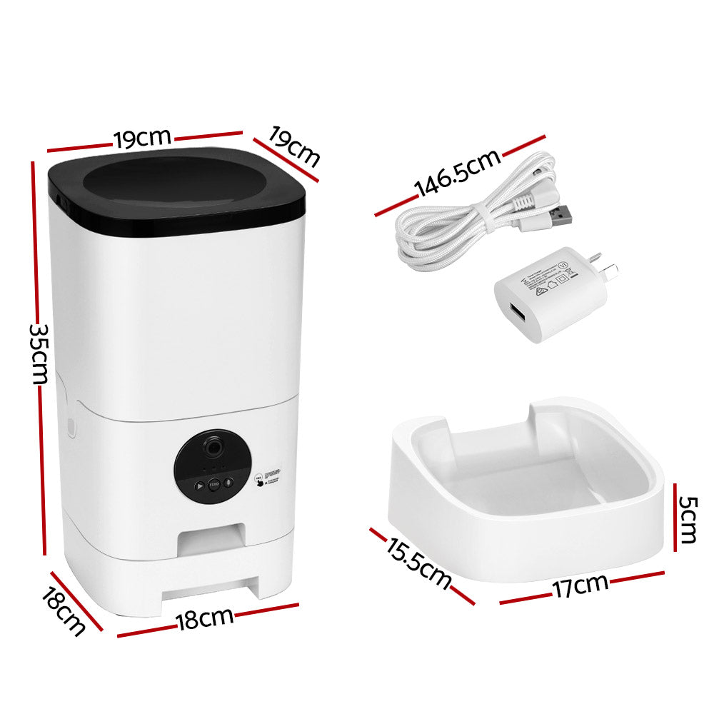 i.Pet WiFi HD Camera Pet Feeder App Control 6L White
