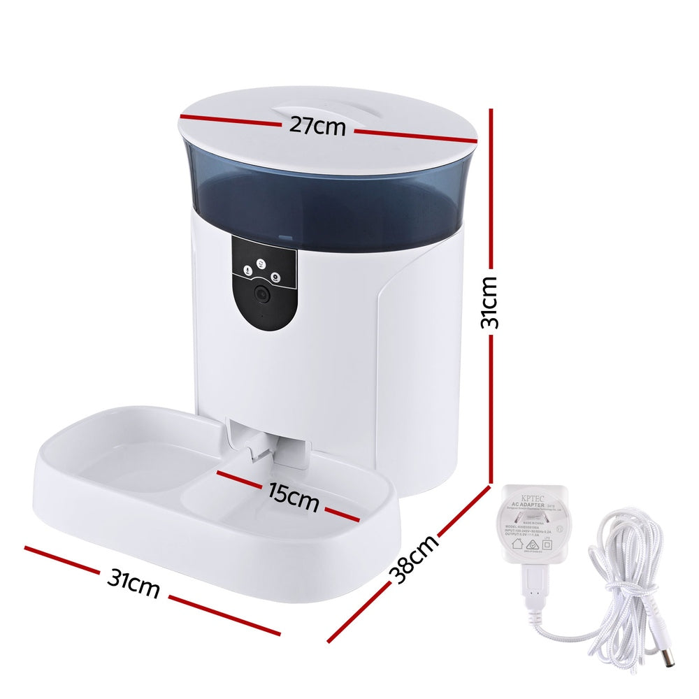 i.Pet Smart Pet Feeder with Camera WiFi App Control 7L White