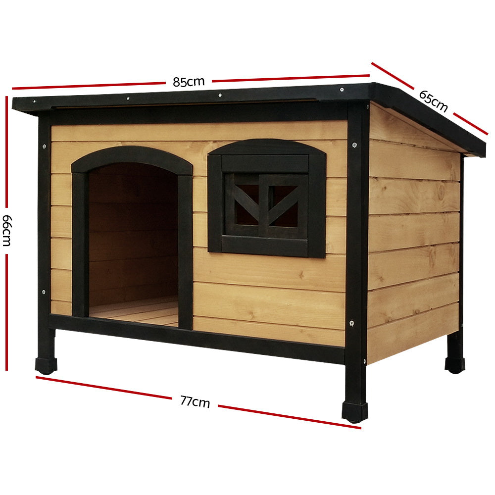 i.Pet Weatherproof Outdoor Dog Kennel Fir Wood 77cm Black