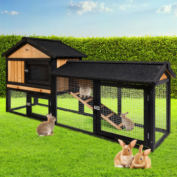 i.Pet FIR Wood Chicken Coop Hutch with Built-in Run and Weatherproof Roof 165cm