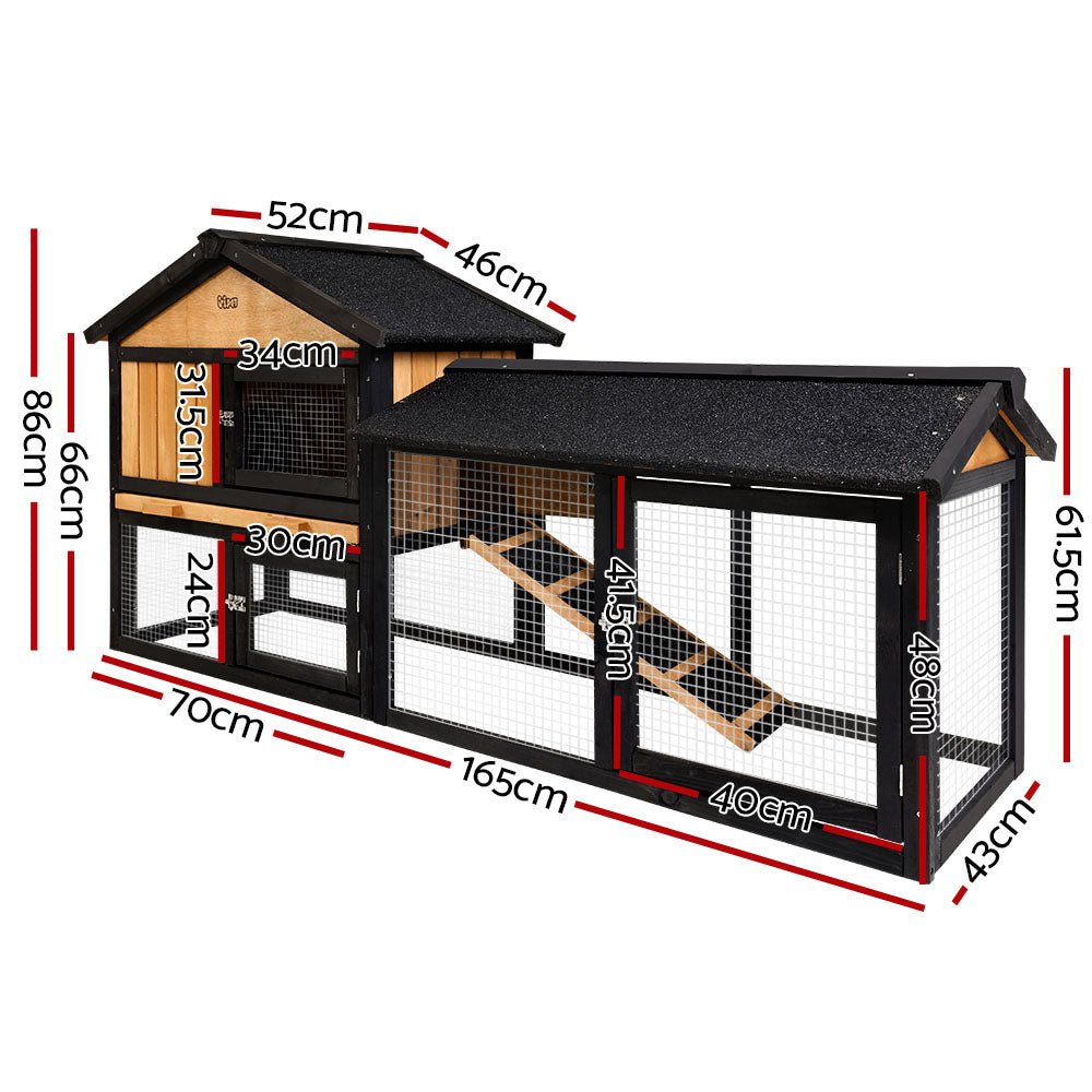 i.Pet FIR Wood Chicken Coop Hutch with Built-in Run and Weatherproof Roof 165cm