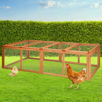 i.Pet Chicken Coop and Rabbit Hutch Extension Run 180cm FIR Wood
