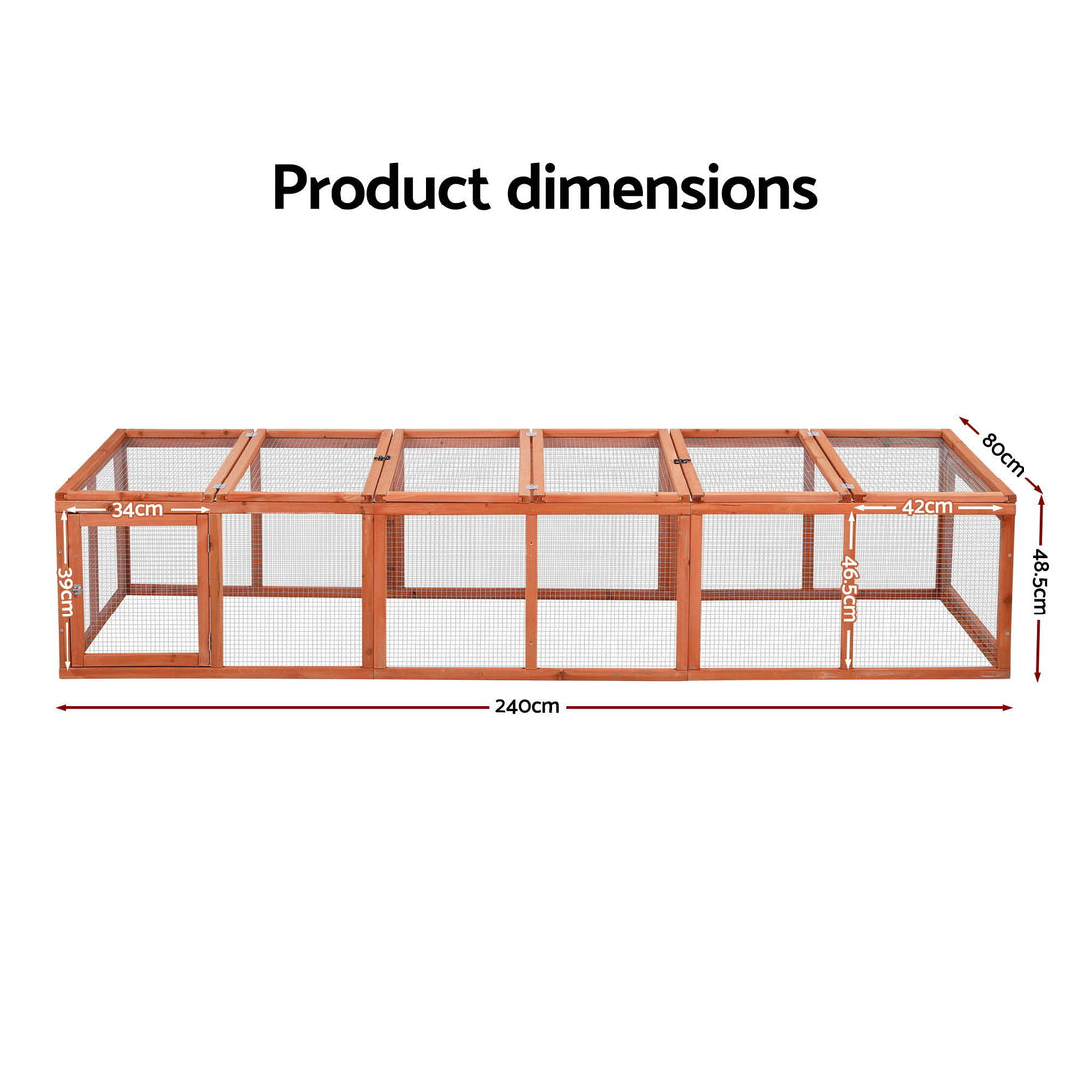 i.Pet Large Outdoor Pet Run Enclosure 240cm FIR Wood Galvanised Mesh