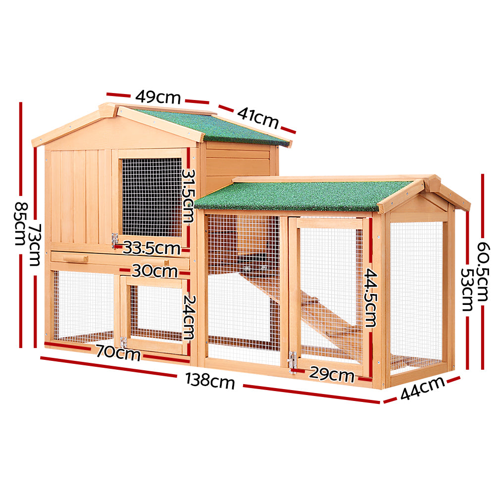 i.Pet Chicken Coop and Rabbit Hutch with Sleeping Area and Run