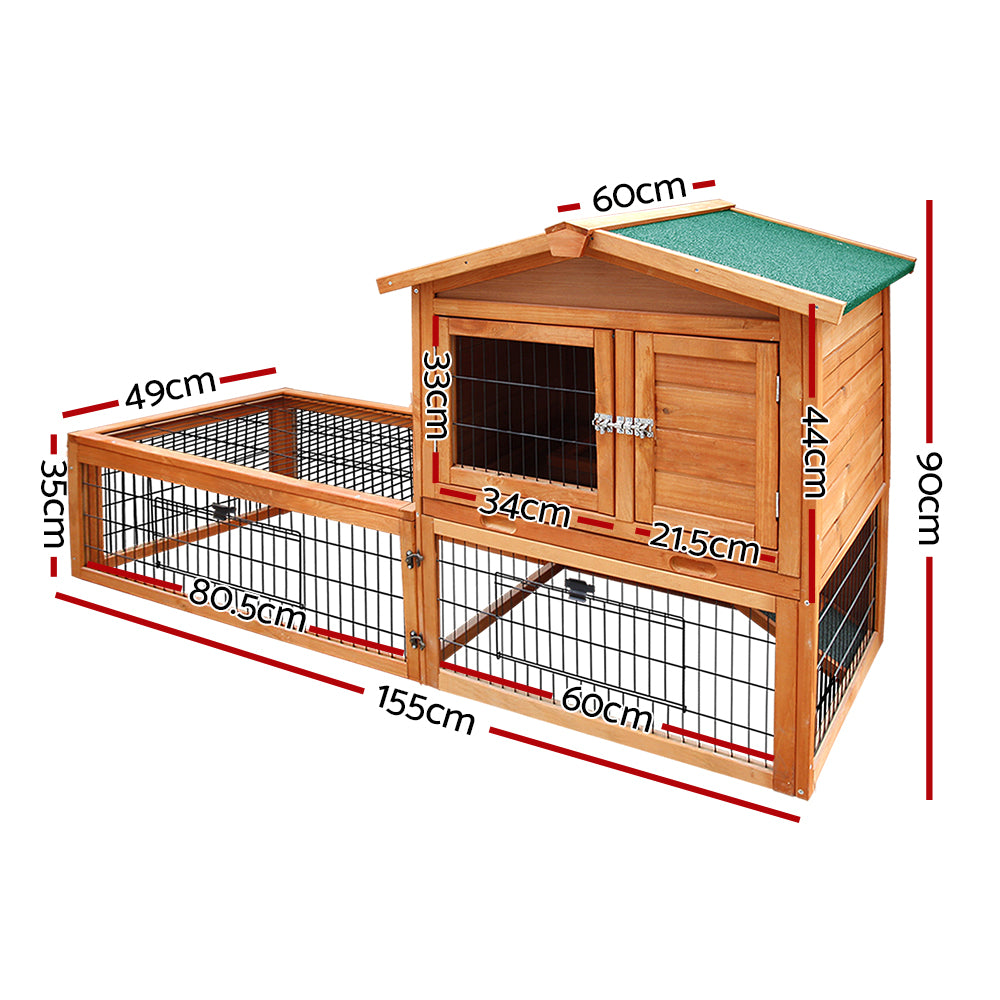 i.Pet Two Storey Chicken Coop Rabbit Hutch with FIR Wood Run