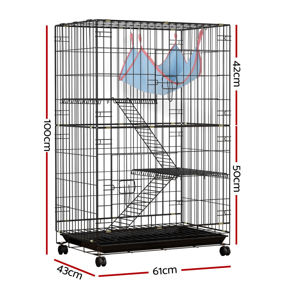 i.Pet 3 Level Indoor Rabbit Cage with Hammock and Ladders 100cm