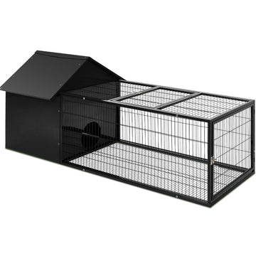 i.Pet Rabbit Hutch with Enclosed Sleeping Area and Run 162cm