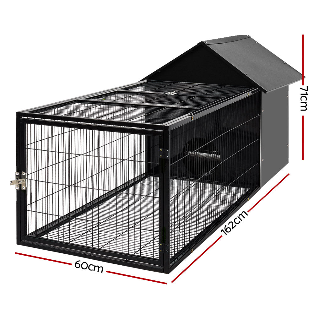 i.Pet Rabbit Hutch with Enclosed Sleeping Area and Run 162cm