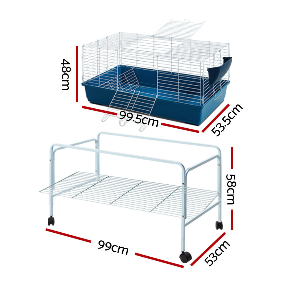 i.Pet Indoor Rabbit Cage Hutch with Stand and Castor Wheels 106cm