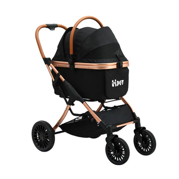 i.Pet Pet Stroller Rose Gold and Black Foldable