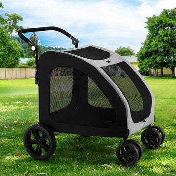 i.Pet Pet Stroller with Large Pet Carrier 4 Wheels Foldable