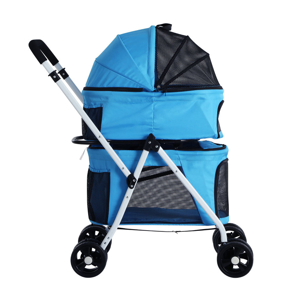i.Pet Two-Tier Pet Stroller Blue 3-in-1 Convertible Design