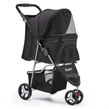 i.Pet Pet Stroller for Dogs and Cats Foldable Travel 3-Wheel Black