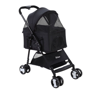 i.Pet Pet Stroller 3-in-1 Carrier and Car Seat Foldable 4-Wheel Black