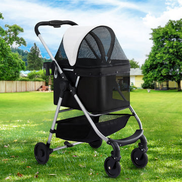 i.Pet Pet Stroller Compact Foldable Black and White