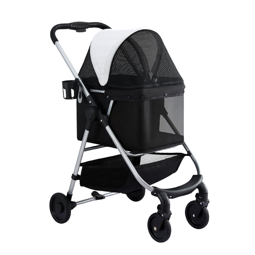 i.Pet Pet Stroller Compact Foldable Black and White
