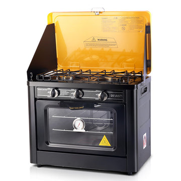 Devanti Portable Gas Oven and Stove for Camping Black