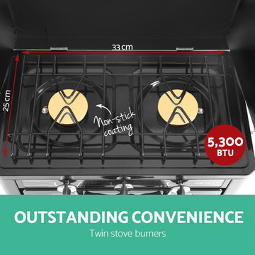 Devanti Portable Gas Oven and Stove for Camping Silver