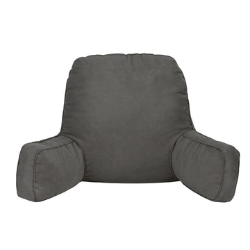 Giselle Bedding Reading Pillow with Lumbar Support Faux Suede Grey
