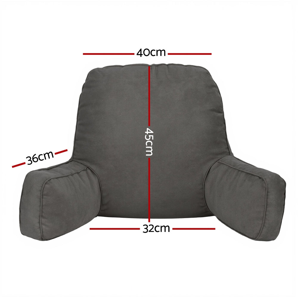 Giselle Bedding Reading Pillow with Lumbar Support Faux Suede Grey
