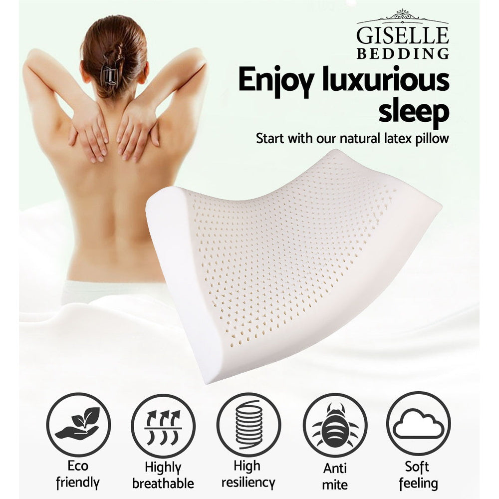 Giselle Bedding Natural Latex Contour Pillow 2-Zone Twin Pack