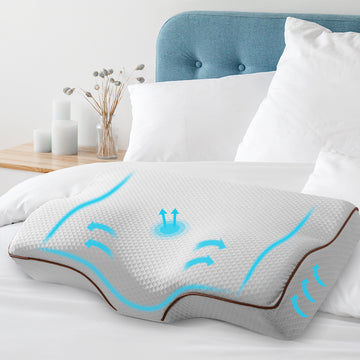 Giselle Bedding Memory Foam Neck Pillow Butterfly Ergonomic Grey