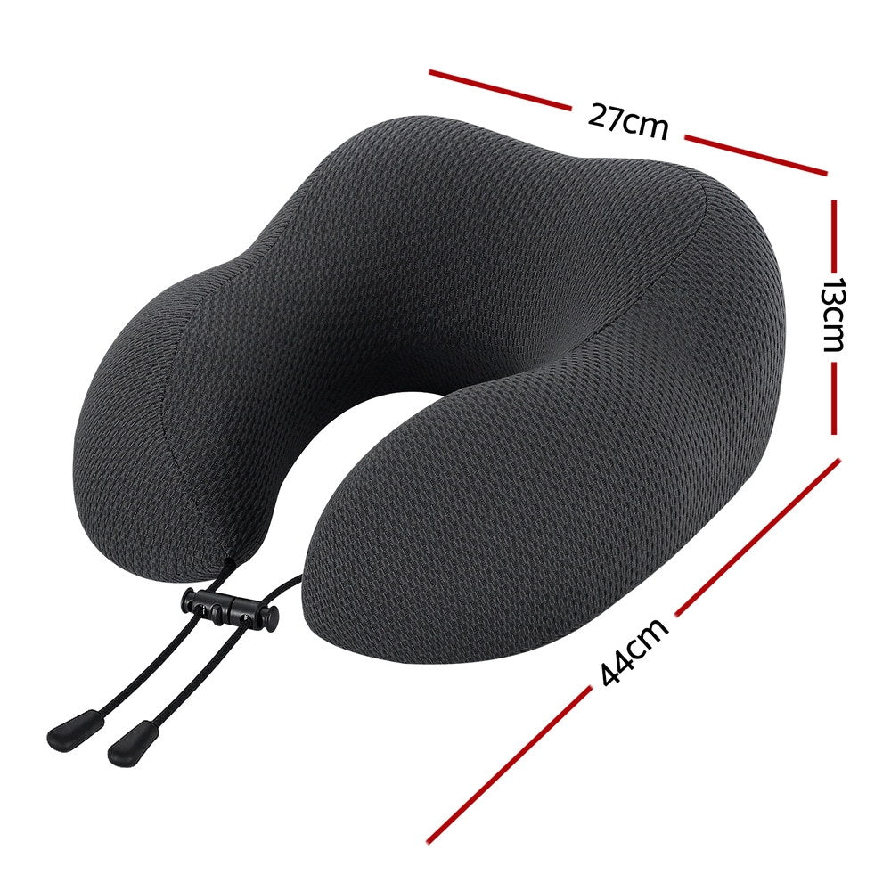 Giselle Bedding Travel Neck Pillow Memory Foam 44cm Black