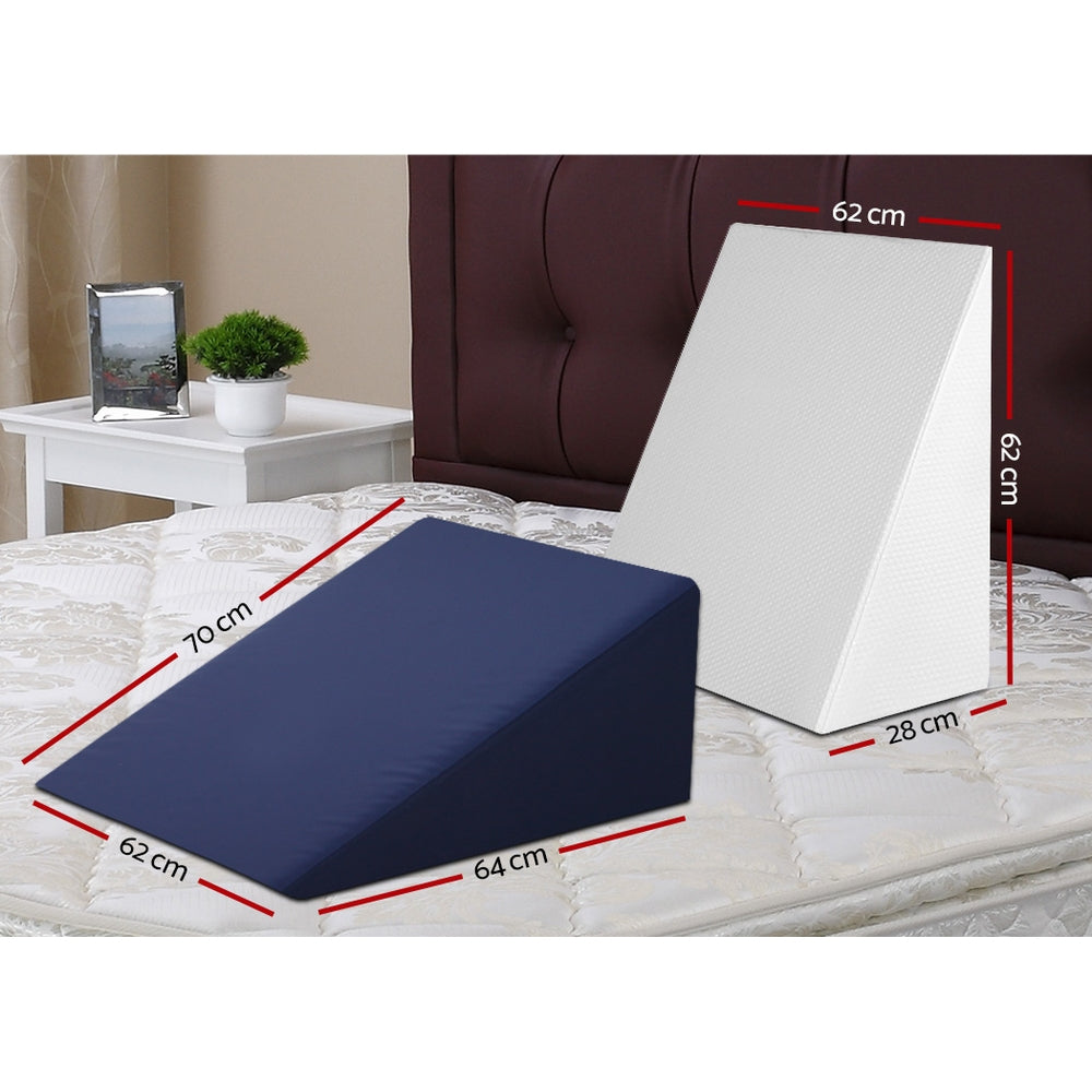Vortaz Wedge Pillow White and Blue for Elevated Comfort and Support