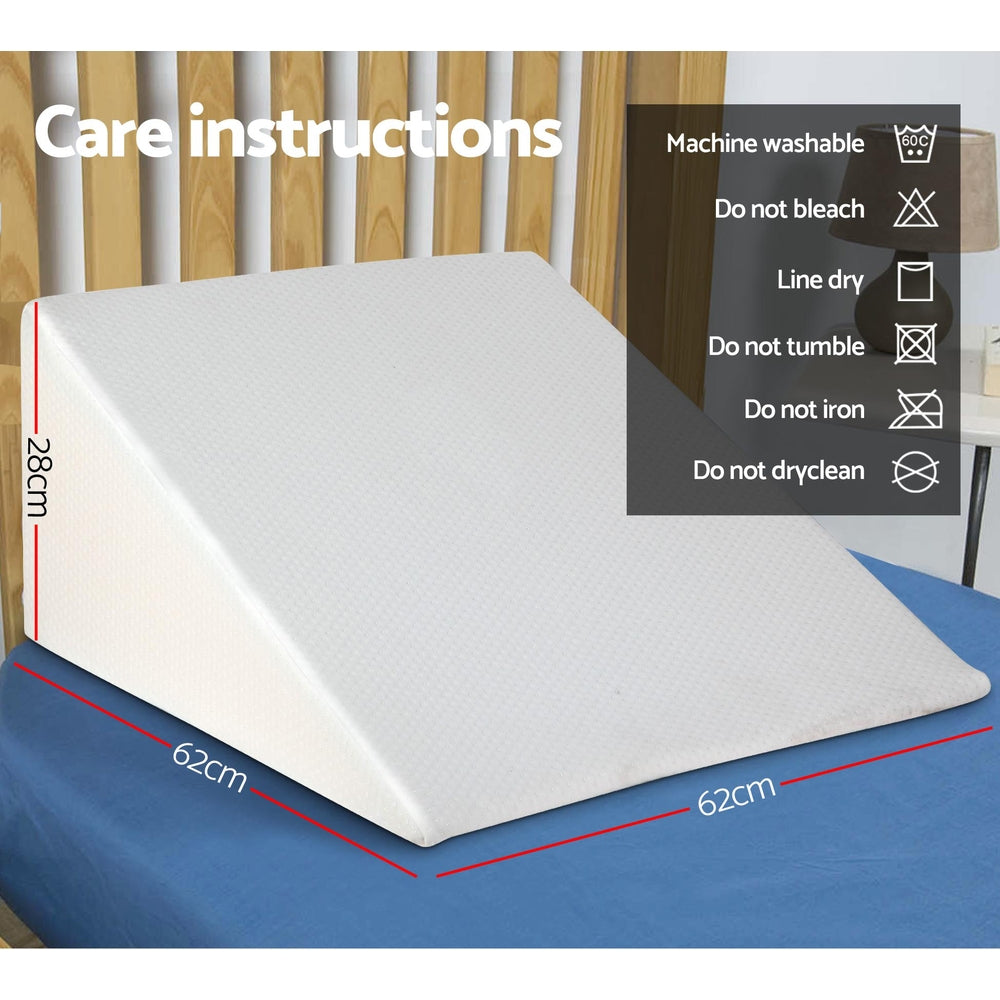 Giselle Bedding Memory Foam Wedge Pillow Elevation Support White