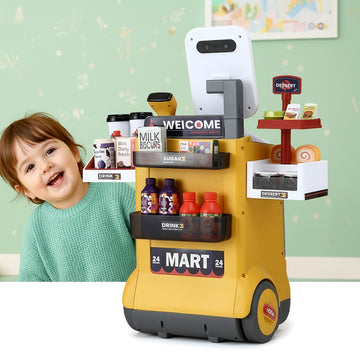 Keezi Kids Supermarket Pretend Play Set with Cash Register Scanner 48pcs