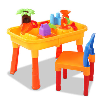 Keezi Sand Water Table 2-in-1 Outdoor Sandpit Play Set with Chair