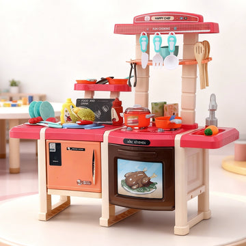 Keezi Kids Kitchen Play Set with Lights Sounds and Running Water